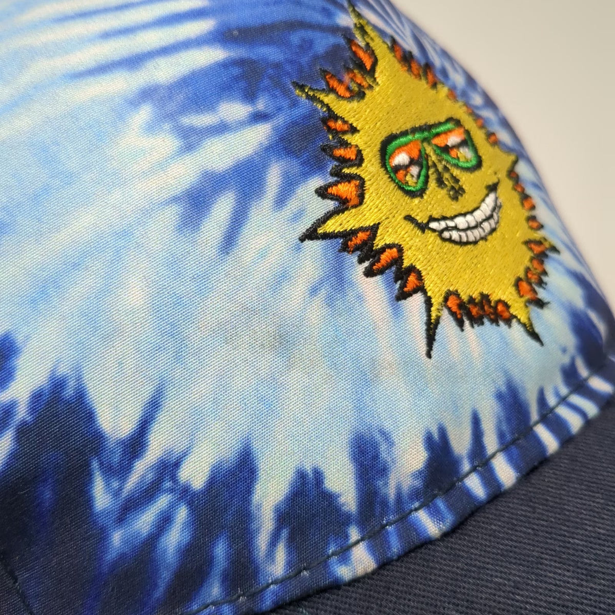 Colortone Trucker Hat Blue One Size Tie Dye Sun Graphic Snapback Mesh Back Hat
