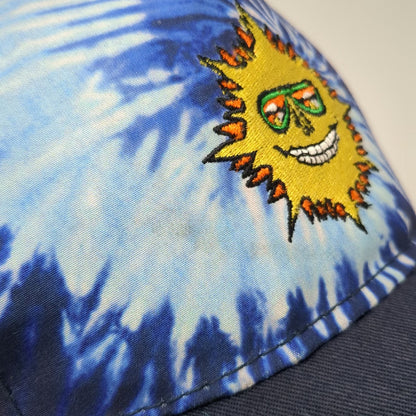 Colortone Trucker Hat Blue One Size Tie Dye Sun Graphic Snapback Mesh Back Hat