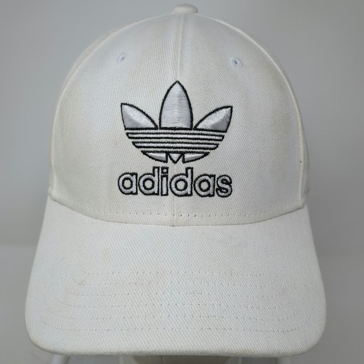 Adidas Baseball Cap White One Size Trefoil Logo Snapback Embroidered Cotton Hat