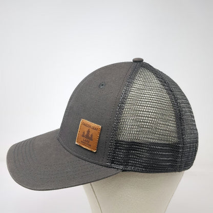 Legacy Trucker Hat Gray One Size Fallen Leaf Lake Leather Patch Mesh Snapback
