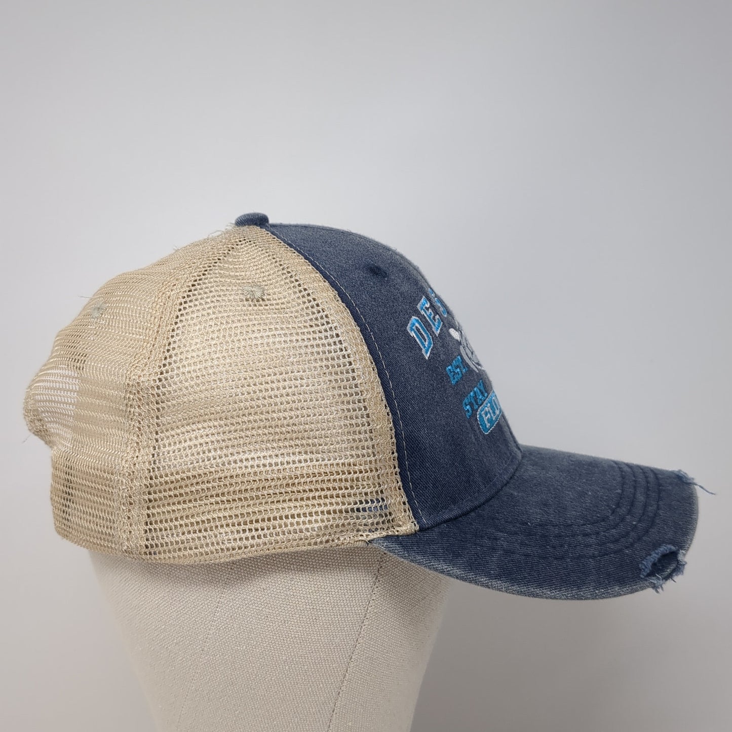 Destin Florida Stay Salty Snapback Trucker Hat Blue One Size Mesh Back