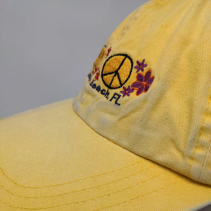 Smiley Peace Flowers Redington Beach FL Strapback Hat Yellow OSFA Jhats