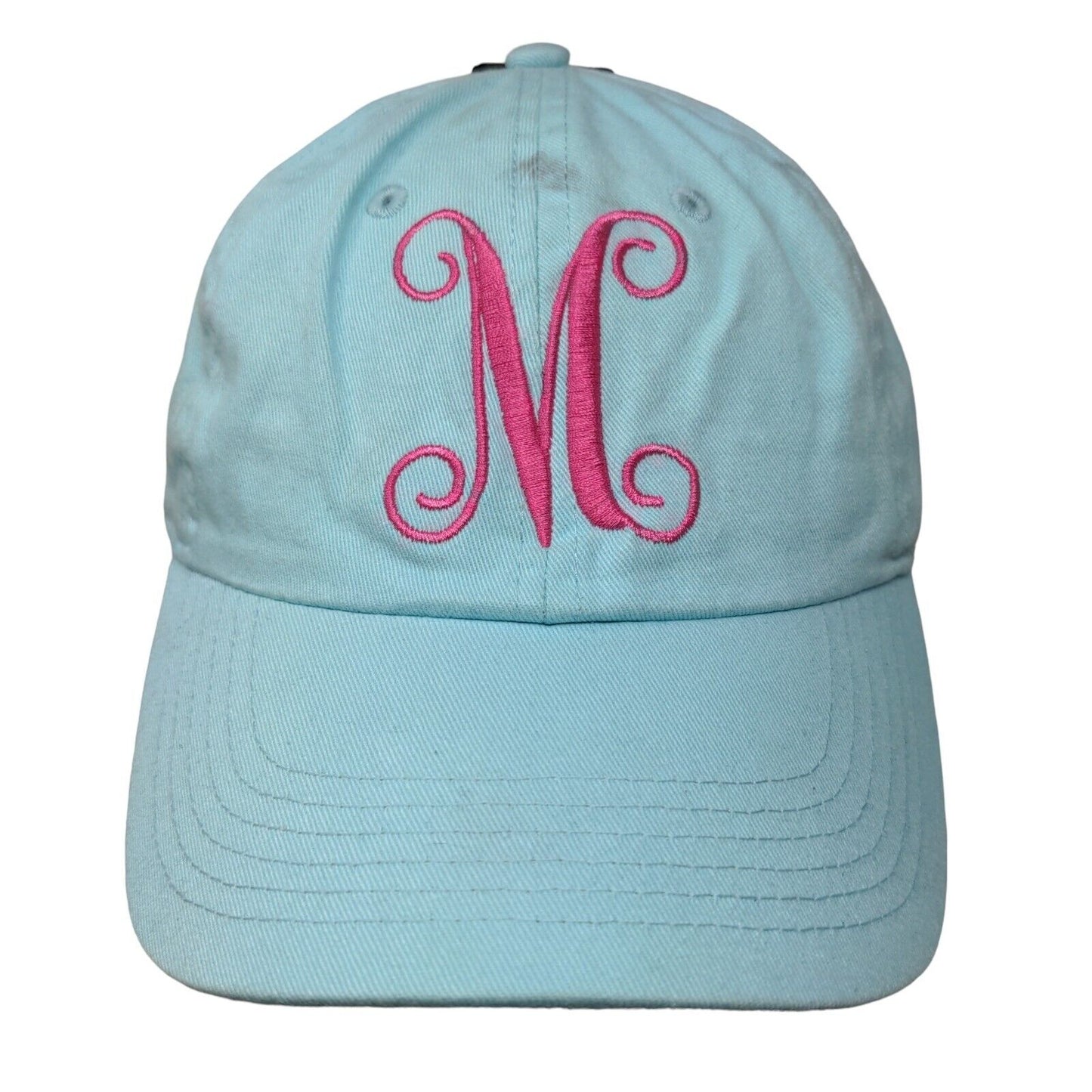 M Slideback Hat Blue OSFA Embroidered Letter Newhattan W/Tags
