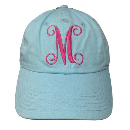 M Slideback Hat Blue OSFA Embroidered Letter Newhattan W/Tags