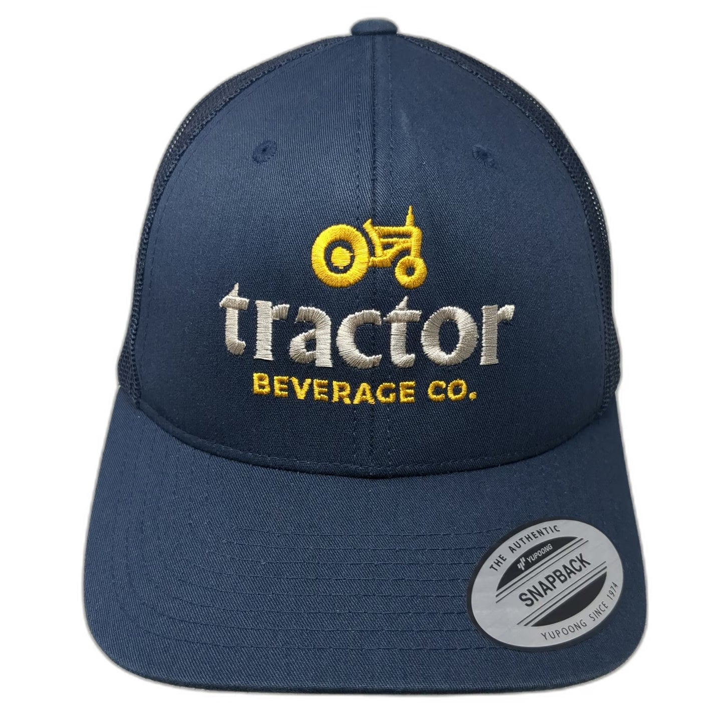 Yupoong Trucker Hat Blue One Size Tractor Beverage Co Logo Mesh Snapback
