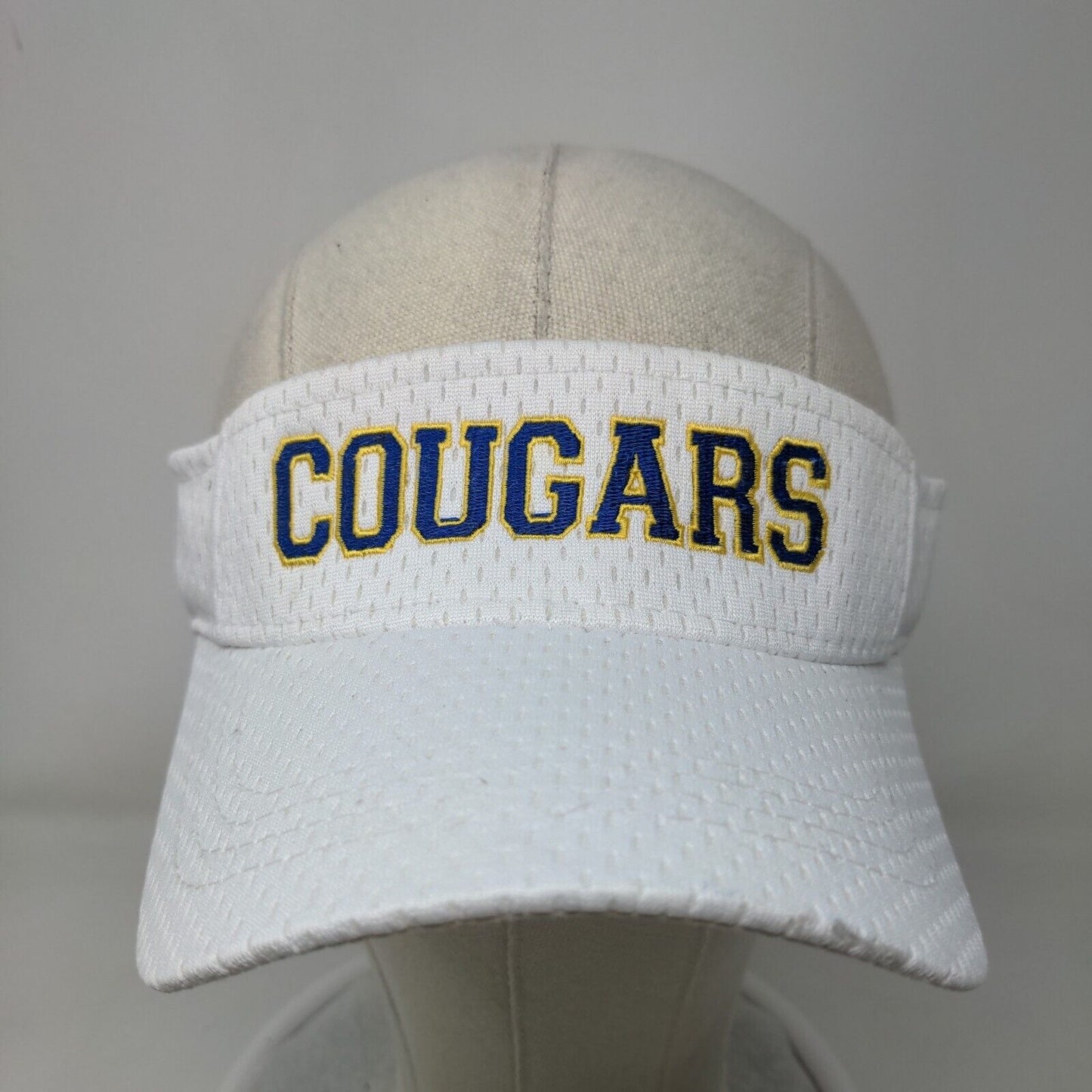 Magic Men's Sun Visor Cap Hat White OSFA Embroidered Cougars Logo 100% Polyester