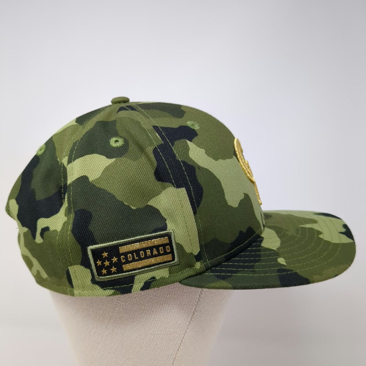 Colorado Rockies MLB New Era Snapback Camo One Size Hat Gold Embroidery 9FIFTY