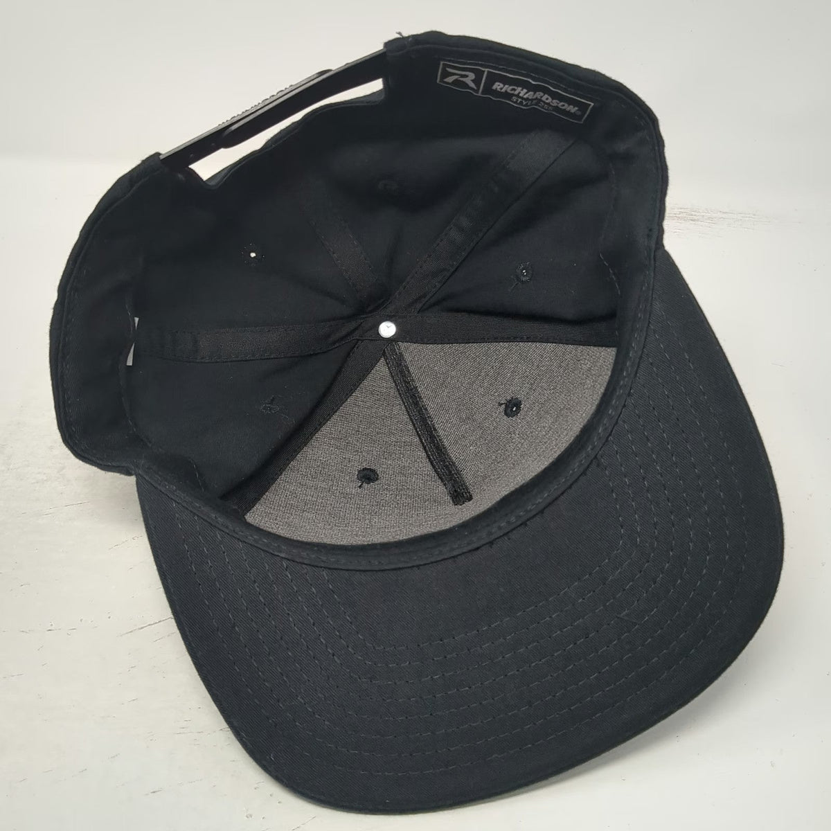 Richardson 5 Panel Black One Size Snapback PACTEC Logo Patch Flat Bill Cap Hat