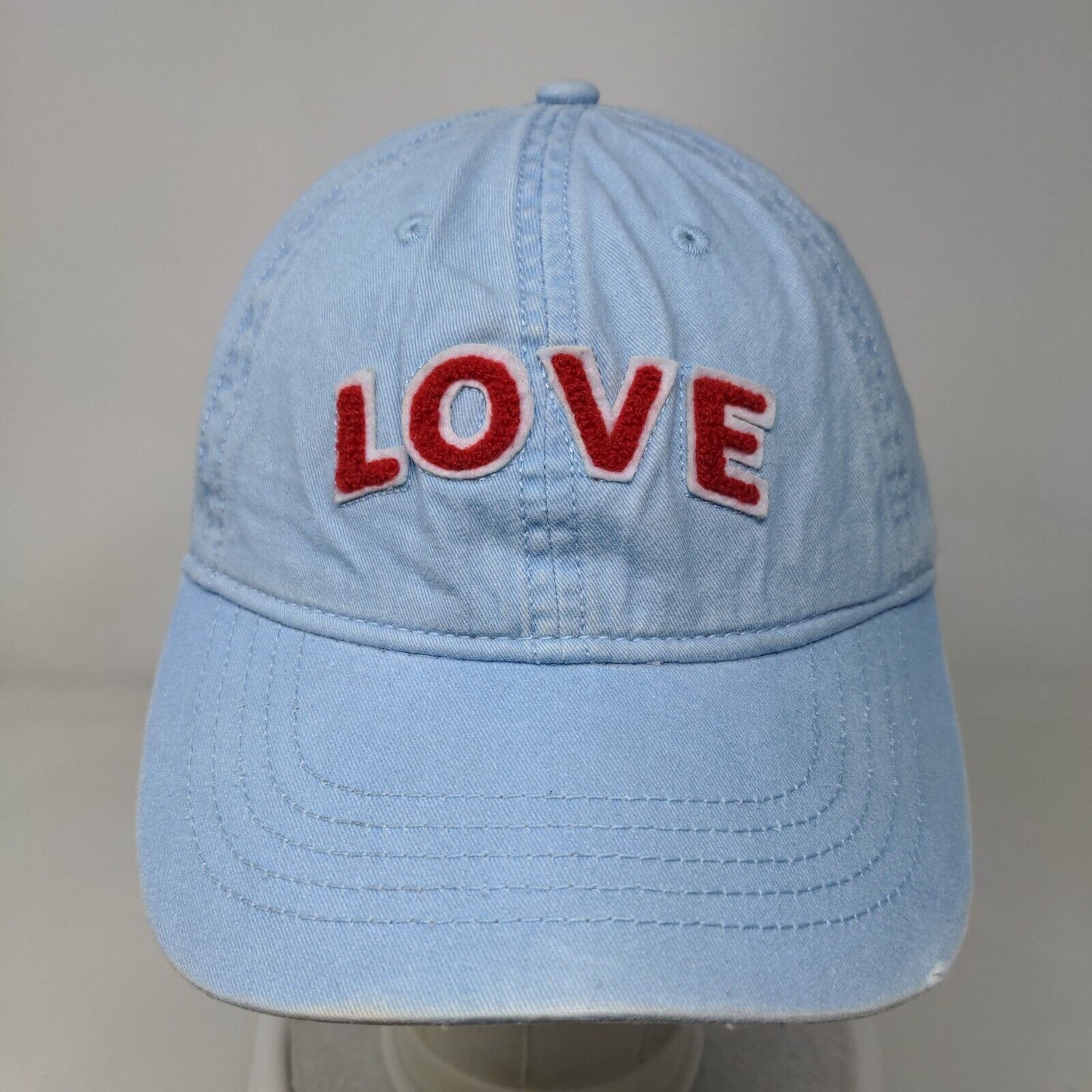 LOVE Slideback Hat Blue OSFM Adjustable Solid 6 Panel Vent Holes