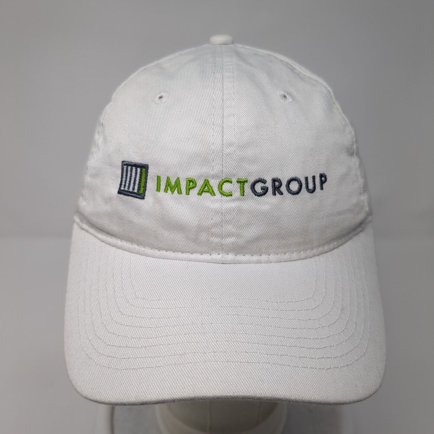 Impact Group Strapback Hat White One Size Adjustable Embroidered Port & Company