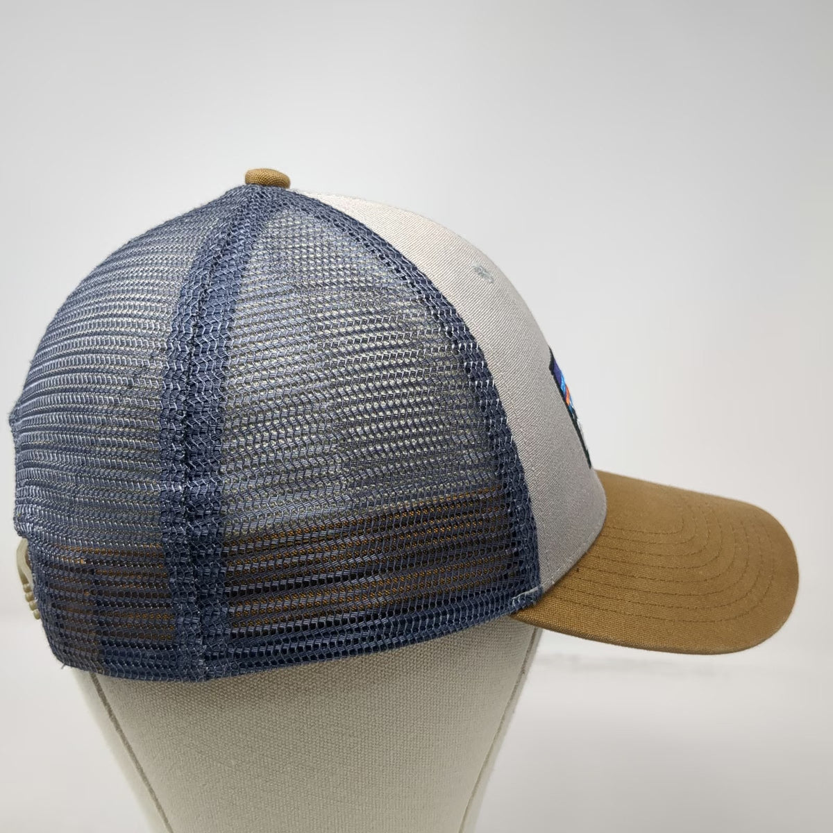 Patagonia Trucker Hat Gray Brown One Size Mesh Back Snapback Mountain Logo Hat