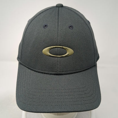 Oakley Baseball Cap Gray M Flexfit Metallic Logo Classic Mid Mesh Texture hat