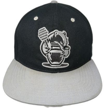 Huni Badger Snapback Hat Black OSFM Gray Brim Marijuana Leaf Logo Embroidered