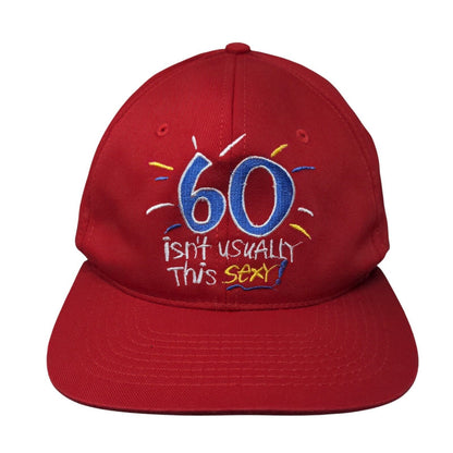60 Isn't Usually This Sexy Snapback Hat Red OSFA Adjustable Embroidered Shoebox