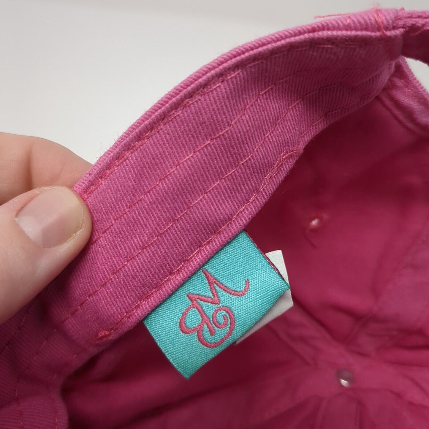 Monogram Slideback Hat Pink One Size Adjustable Embroidered 6 Panel