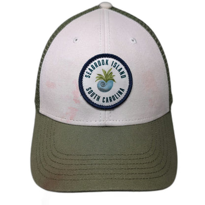 Legacy Trucker Hat Green White One Size Seabrook Island South Carolina Snapback