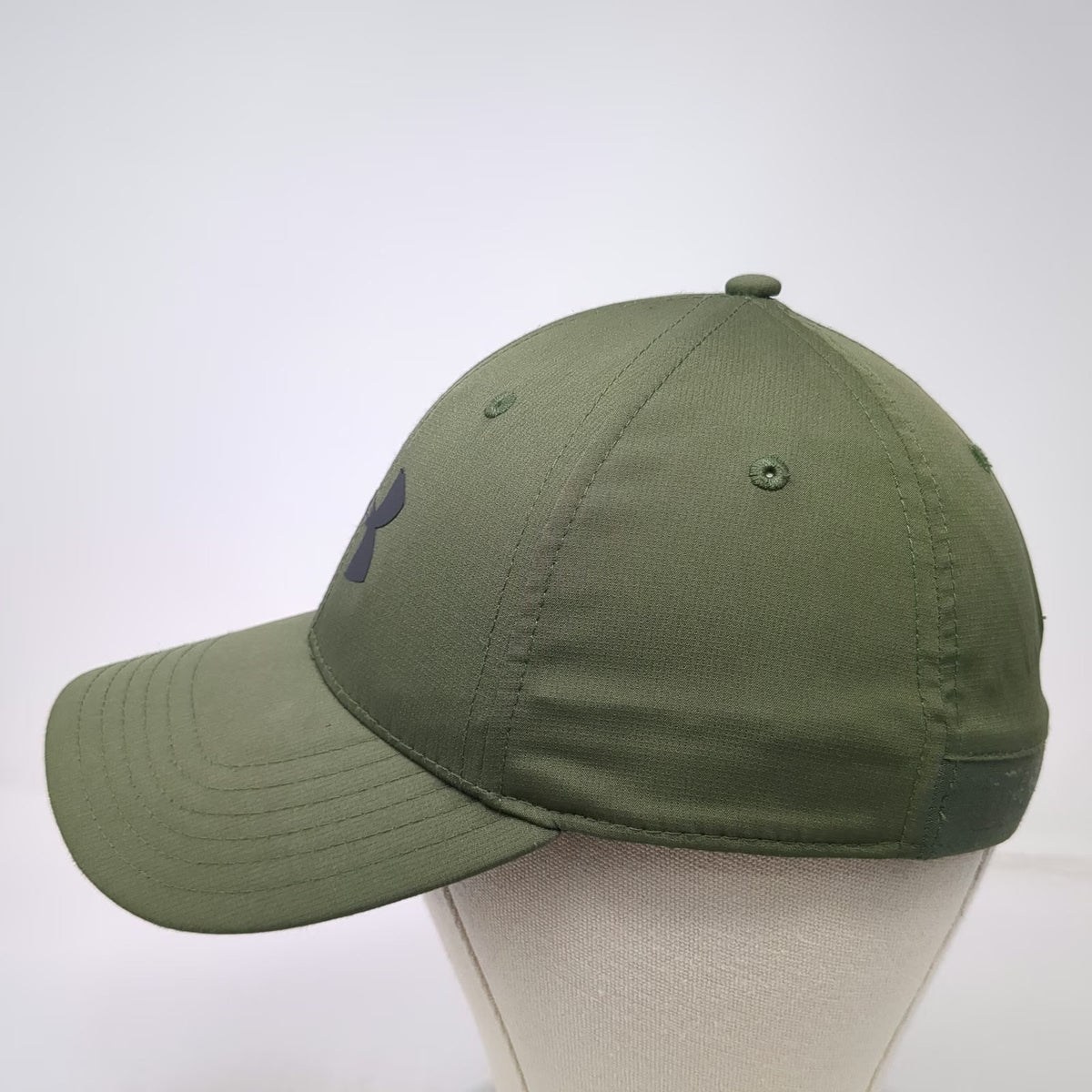 Under Armour Baseball Cap Green L Logo Stretch Fit Performance Storm Hat Curved