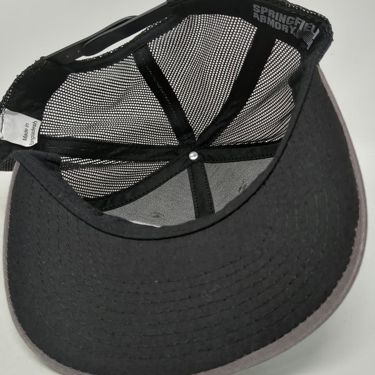 Springfield Armory Trucker Hat Gray One Size Mesh Back Snapback US Flag Patch