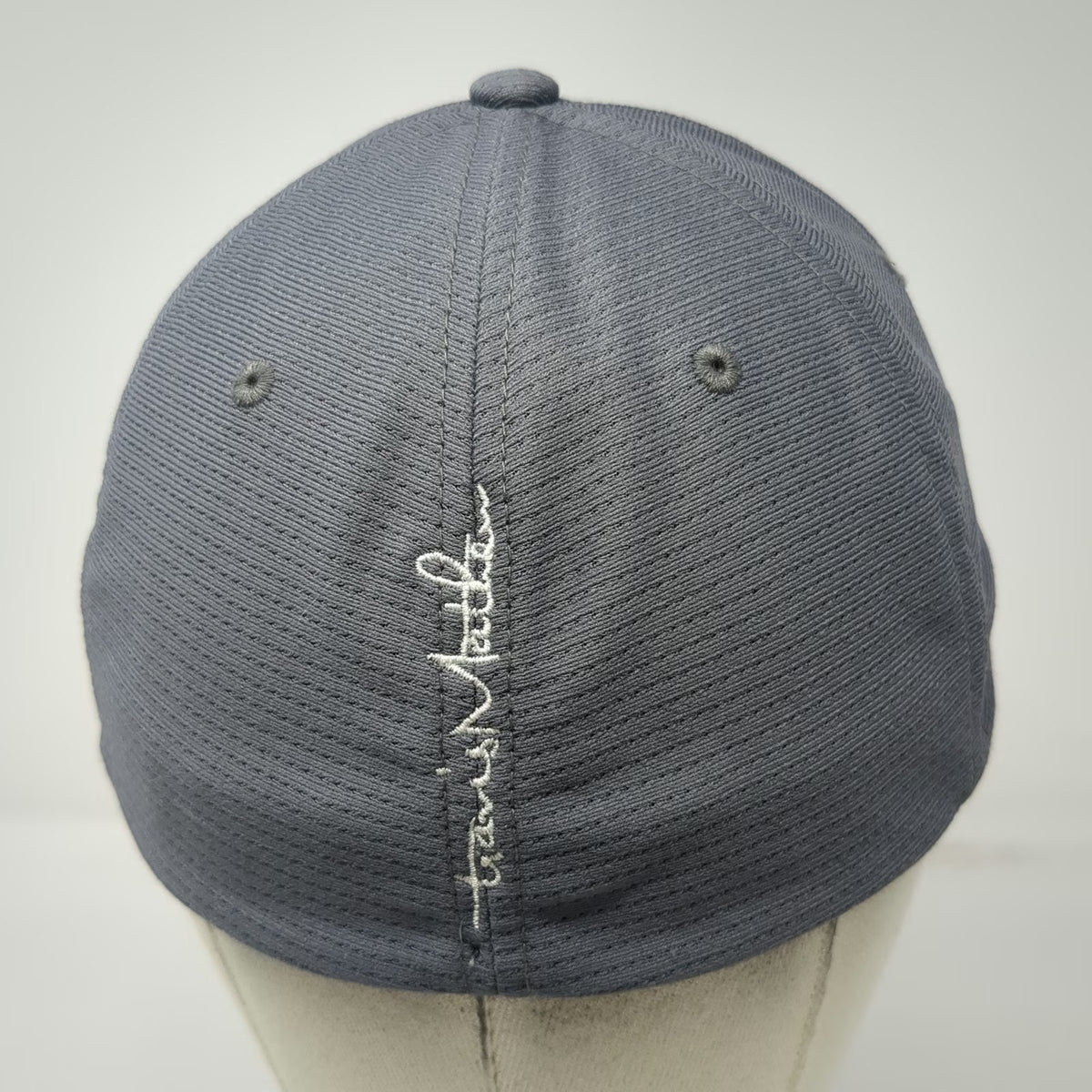 TravisMathew Baseball Cap Gray M Sign Center Logo Flexfit Textured Polyester hat