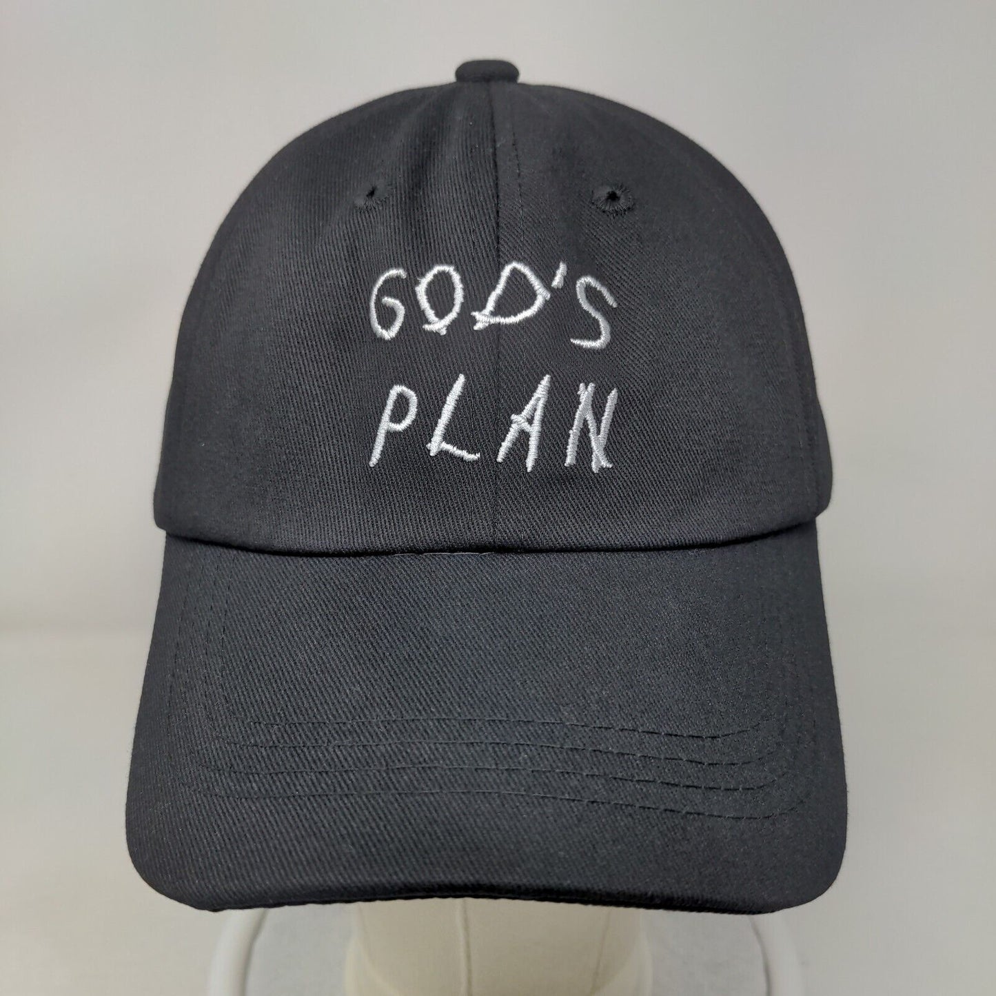 God's Plan Slideback Hat Black One Size Adjustable Embroidered Vented Holes