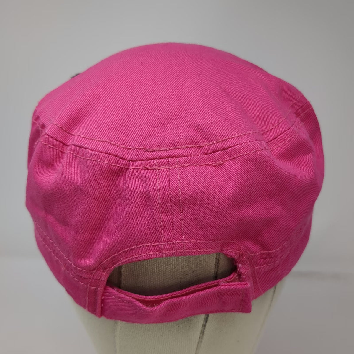Pink Army Cap One Size Rhinestone Fleur-de-lis Cotton Strapback Hat Bling Gems