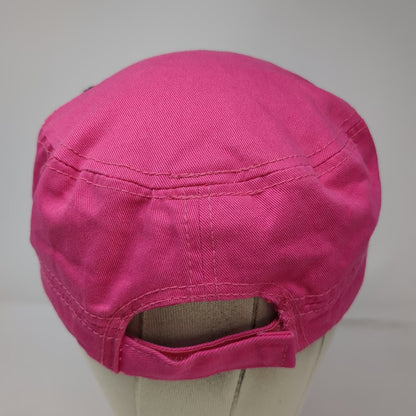 Pink Army Cap One Size Rhinestone Fleur-de-lis Cotton Strapback Hat Bling Gems