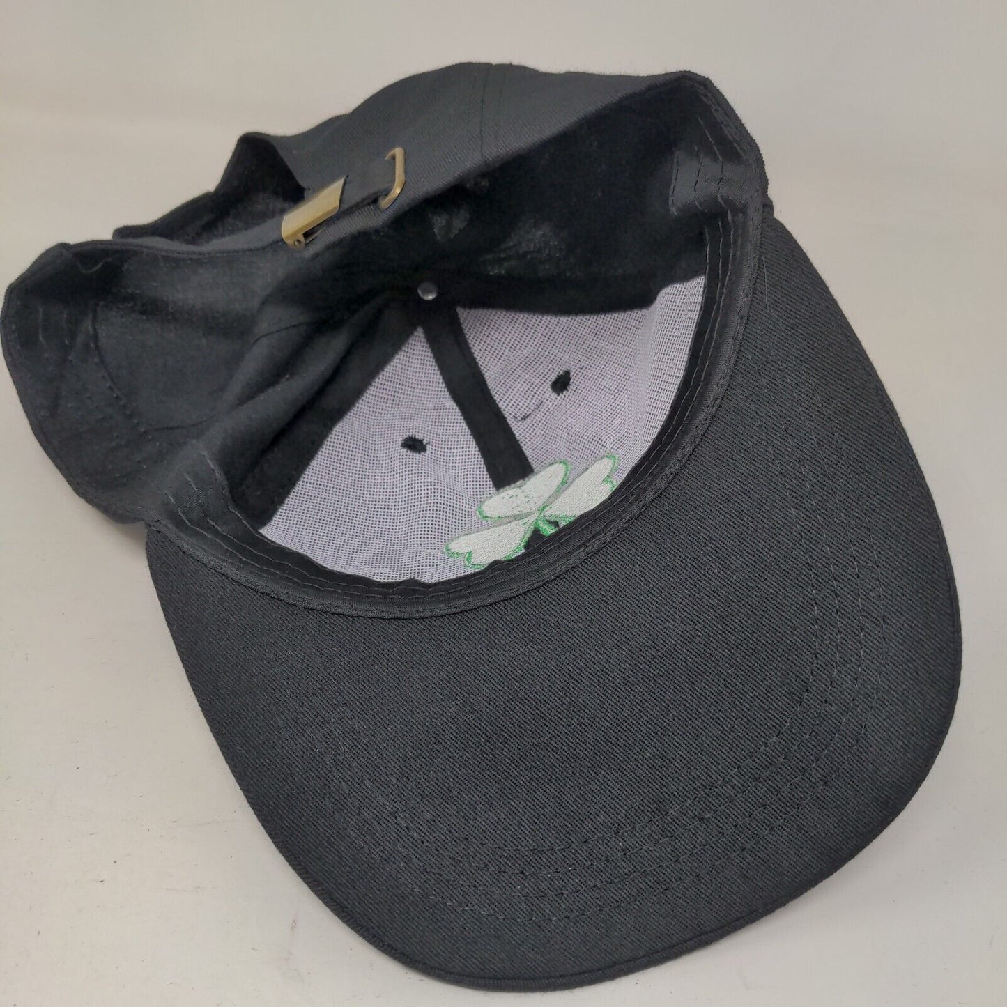 Clover Leaf Slideback Hat Black One Size Adjustable Embroidered Shamrock