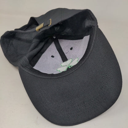 Clover Leaf Slideback Hat Black One Size Adjustable Embroidered Shamrock