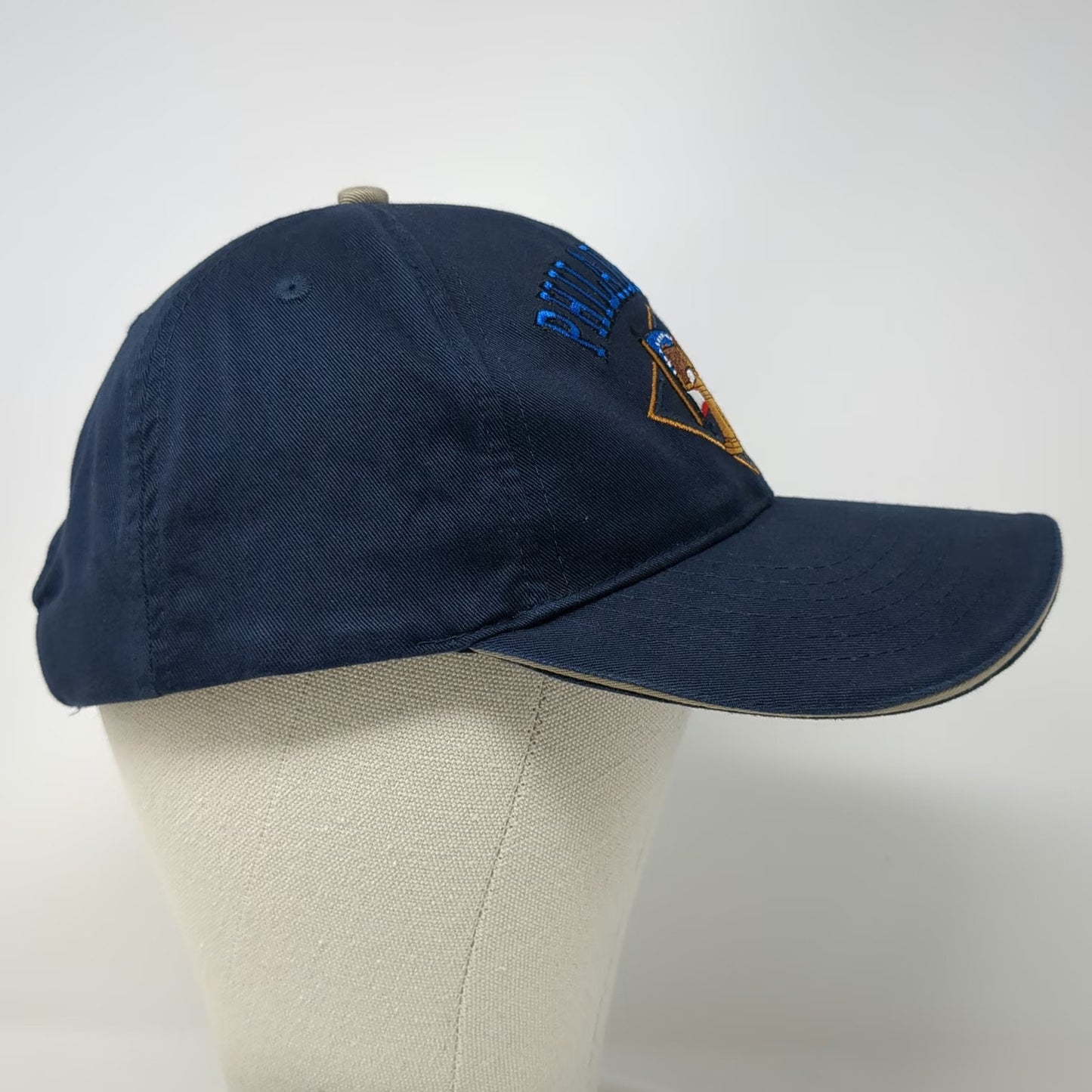 US&A Philadelphia Liberty Bell American Flag Blue OSFM Baseball Cap Hat Cotton