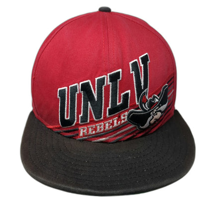 New Era UNLV Rebels NCAA Red Snapback Hat OS OSFM Flat Brim Mascot Logo Cap