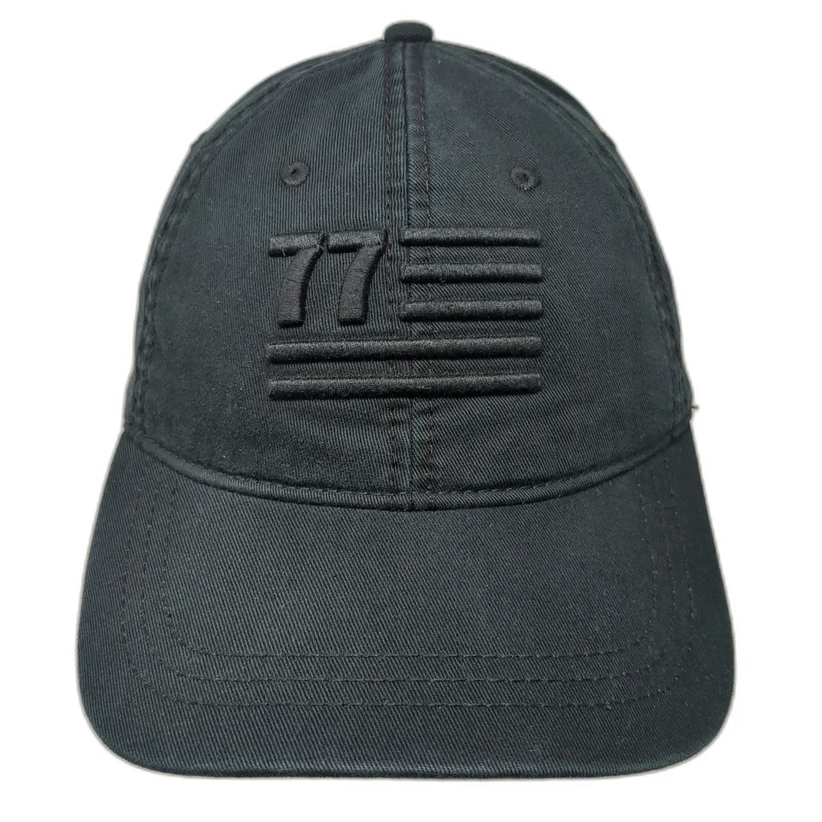 American Eagle Baseball Cap Black One Size Adjustable 77 Flag Logo Cotton Hat
