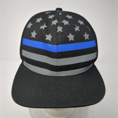 Sleefs Snapback Hat Black One Size Embroidered American Flag Adjustable