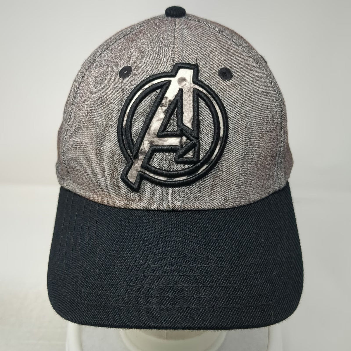 Marvel Baseball Cap Gray Black One Size Avengers Logo Heathered Crown Hat