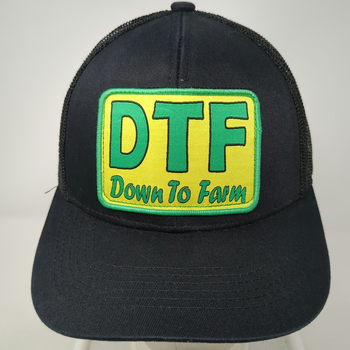 F/U Livestock Trucker Hat Black One Size DTF Down To Farm Patch Mesh Back