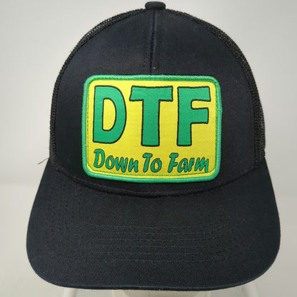 F/U Livestock Trucker Hat Black One Size DTF Down To Farm Patch Mesh Back