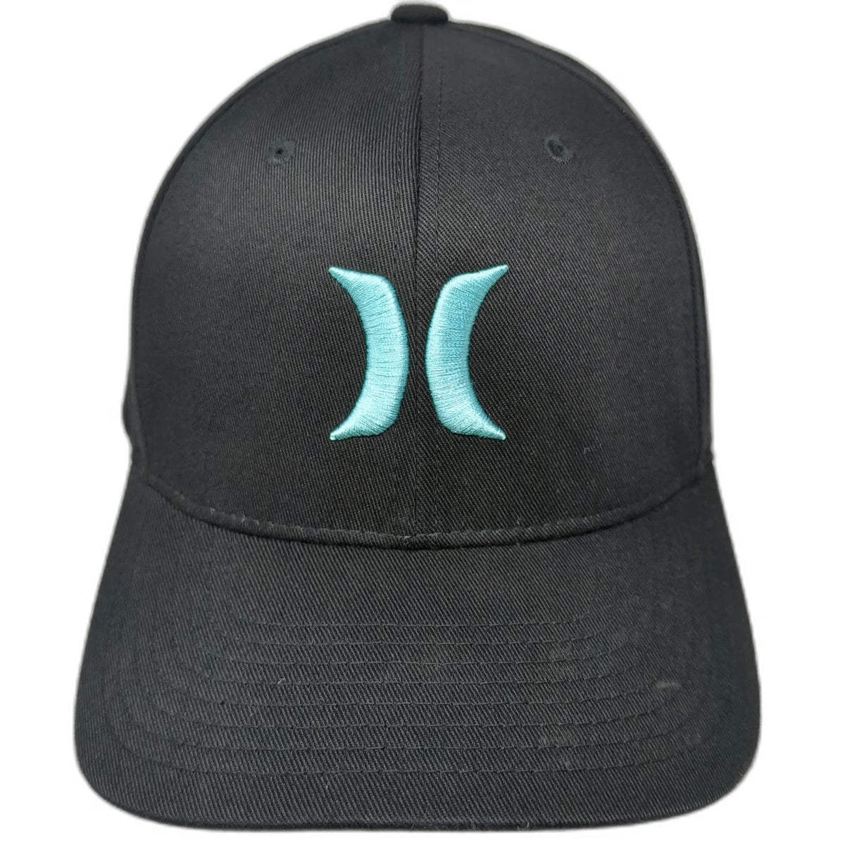 Hurley Baseball Cap Black XL Fitted Flexfit Embroidered Blue Logo Athletic Hat
