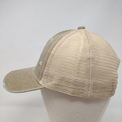 S**t Show Supervisor Snapback Trucker Hat Tan One Size Mesh Back Distressed