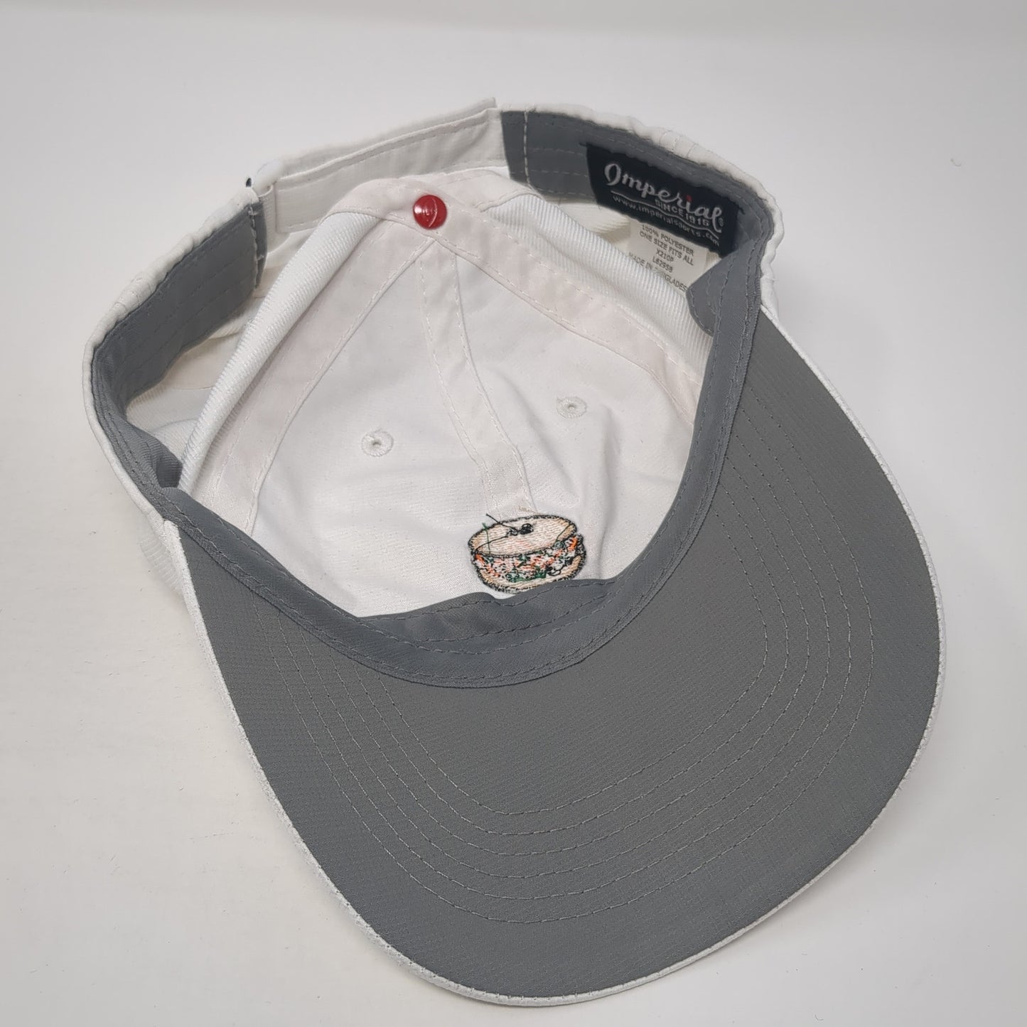 Burger Strapback Baseball Cap White One Size Adjustable Embroidered Imperial