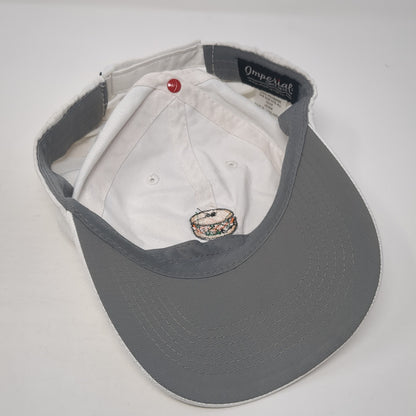 Burger Strapback Baseball Cap White One Size Adjustable Embroidered Imperial