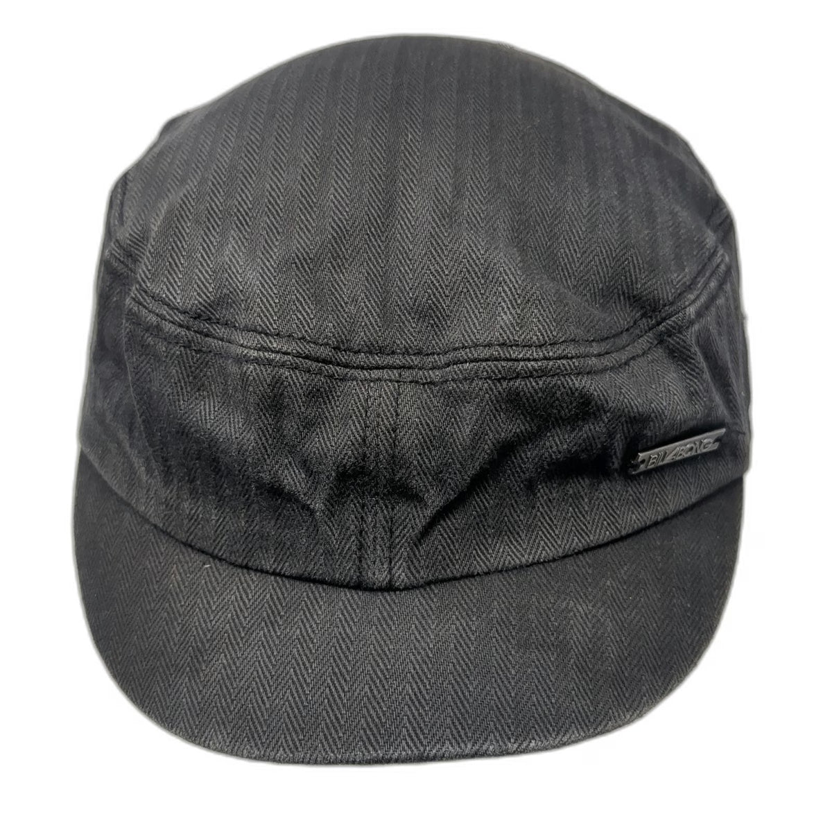 Billabong Army Cap Black One Size Herringbone Pattern Metal Logo Flat Top Hat