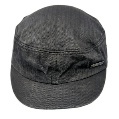 Billabong Army Cap Black One Size Herringbone Pattern Metal Logo Flat Top Hat