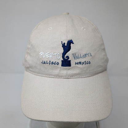 Puerto Vallarta Strapback Hat Tan One Size Adjustable Embroidered