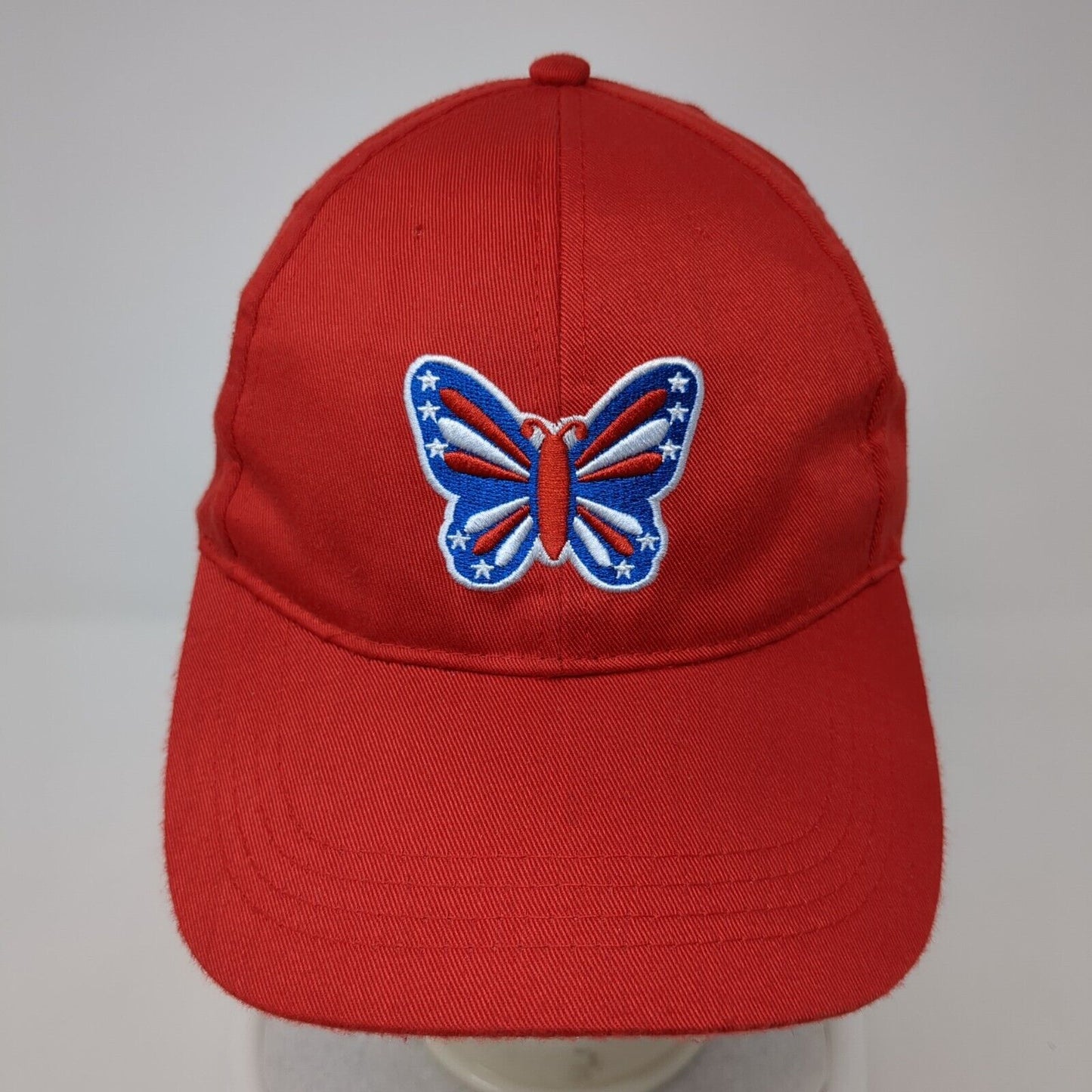 Butterfly USA Strapback Hat Red One Size Adjustable Solid Embroidered