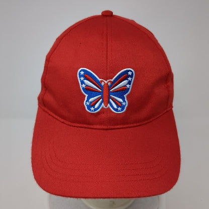 Butterfly USA Strapback Hat Red One Size Adjustable Solid Embroidered