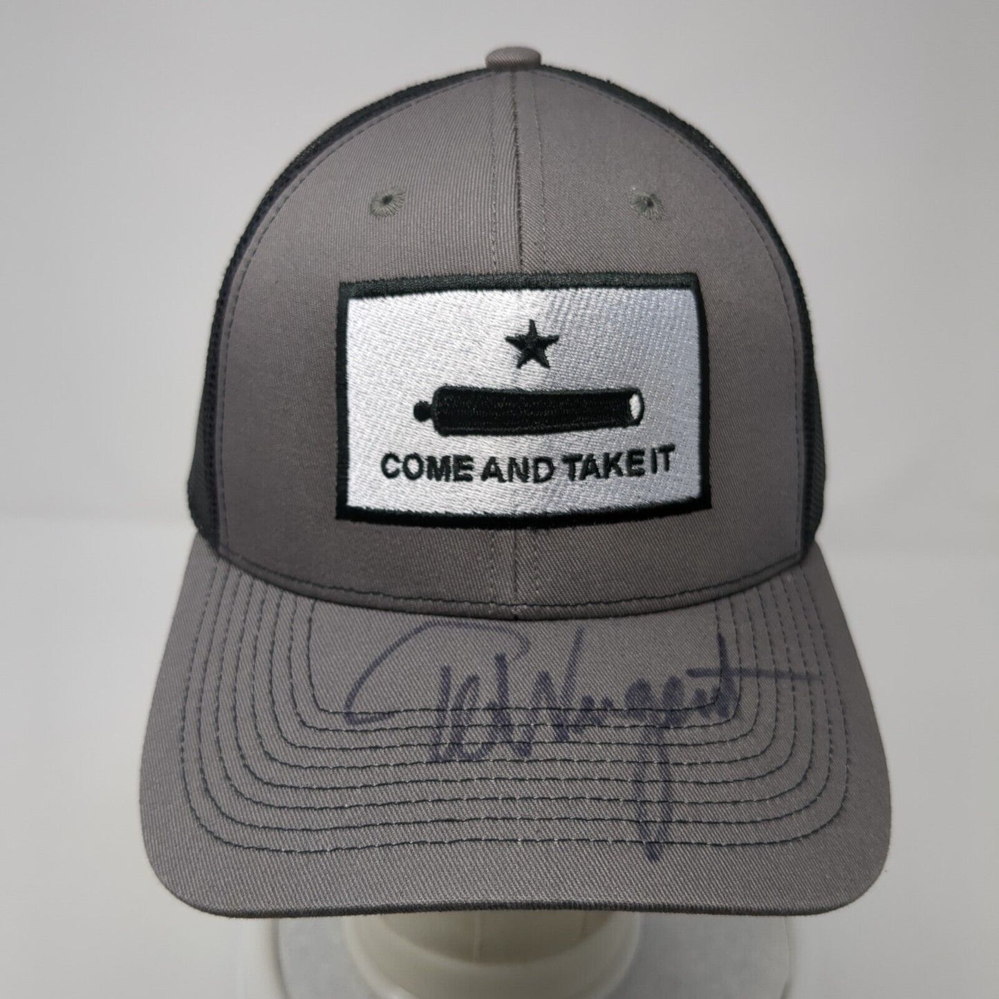 Come And Take It Snapback Trucker Hat Gray OS Adjustable Mesh Back Authographed