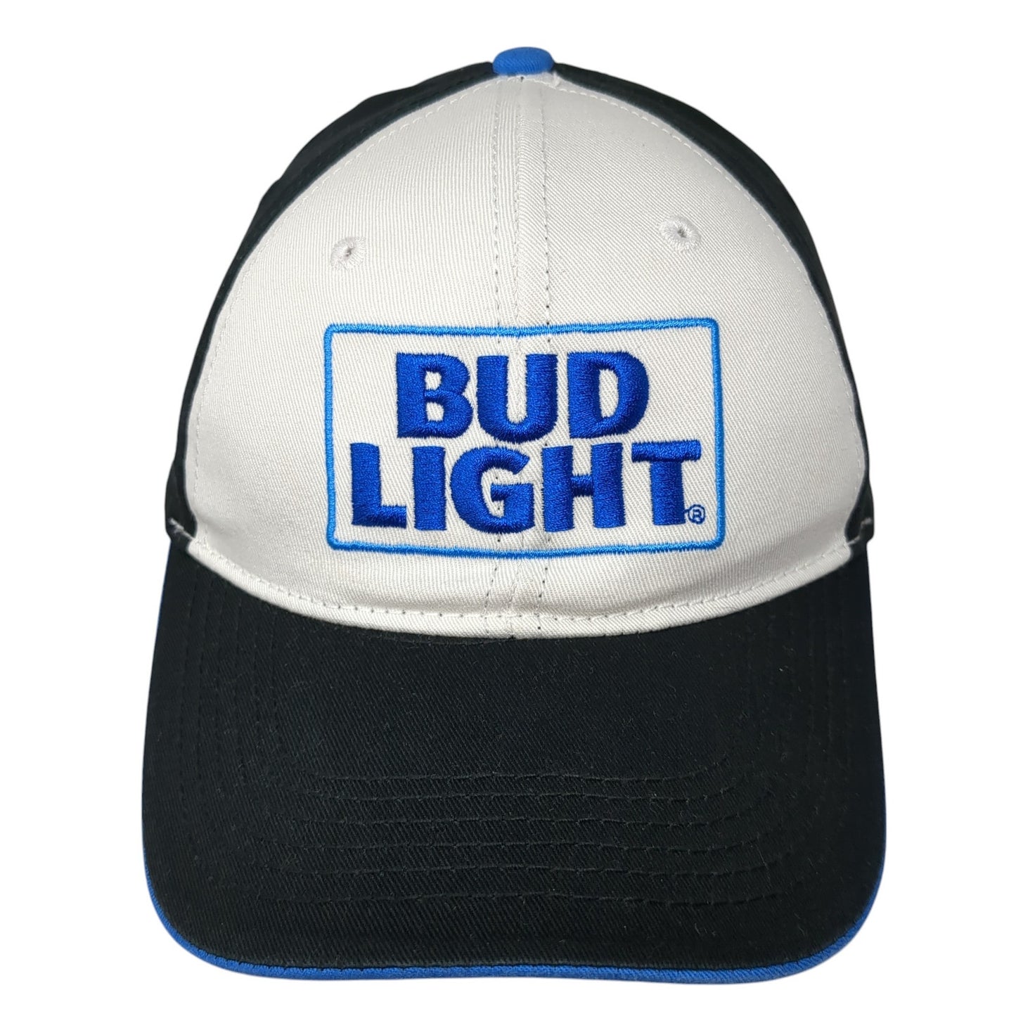 Bud Light Snapback Hat Black One Size Adjustable Embroidered 6 Panel Cotton