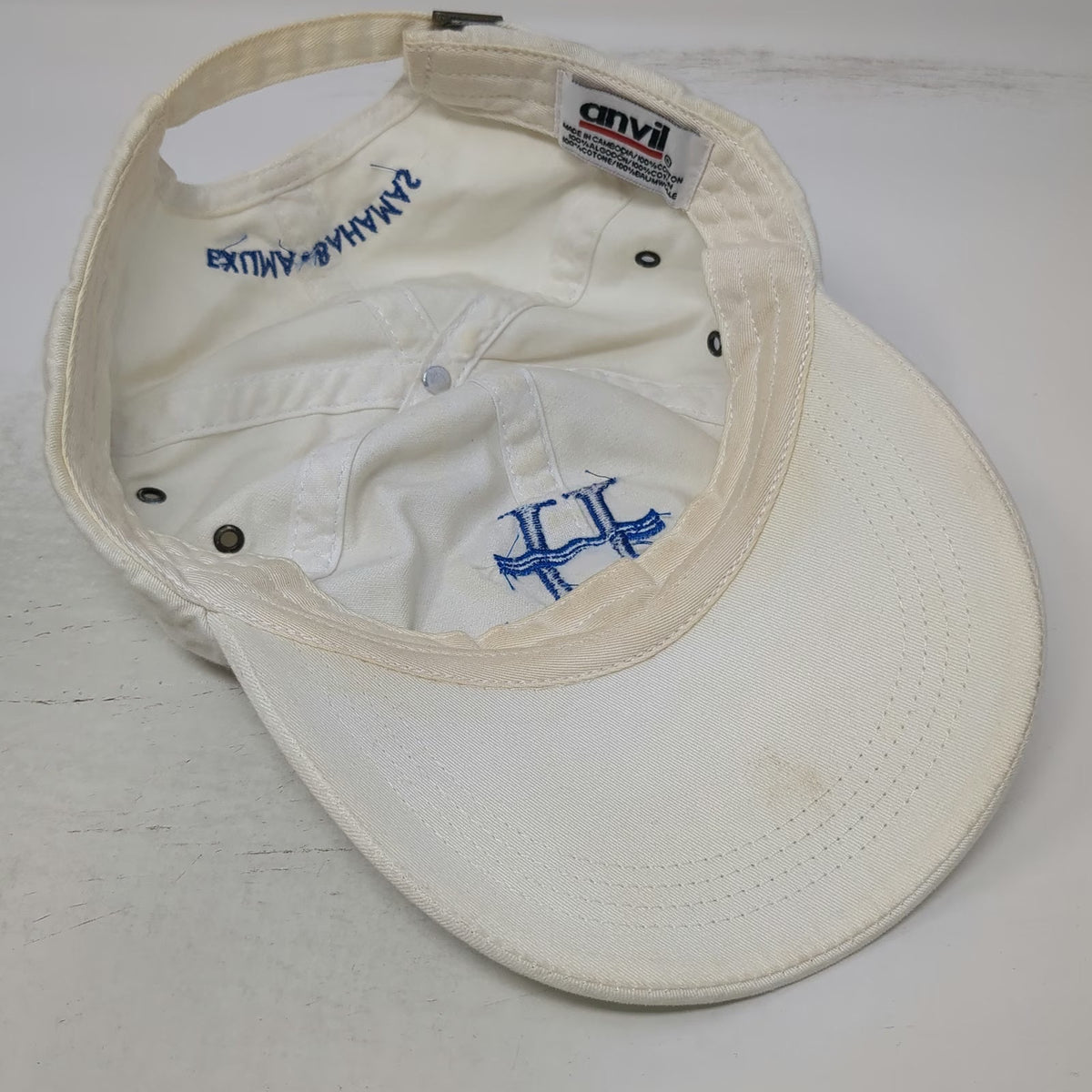 Anvil Baseball Cap White One Size Highbourne Cay Exuma Bahamas Strapback Hat
