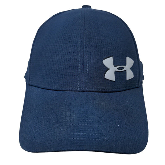 Under Armour Men's Fitted Hat Blue Size L/XL 3D Logo Spell Out Distressed