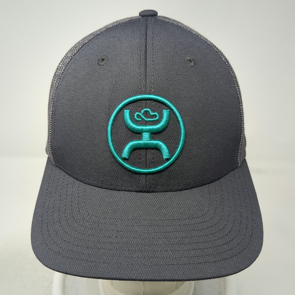 Hooey Trucker Hat Gray One Size Mesh Back Green Logo Snapback Circle Graphic