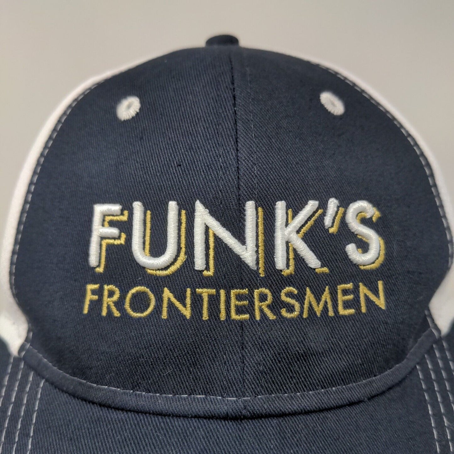 Funk's Frontiersman Men's Strapback Hat Blue White OSFA Embroidered Logo